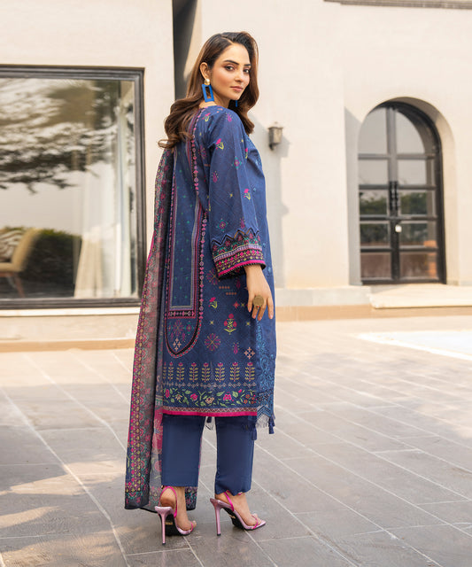 Women Printed Embroidered 3 Piece Suit - UDE199