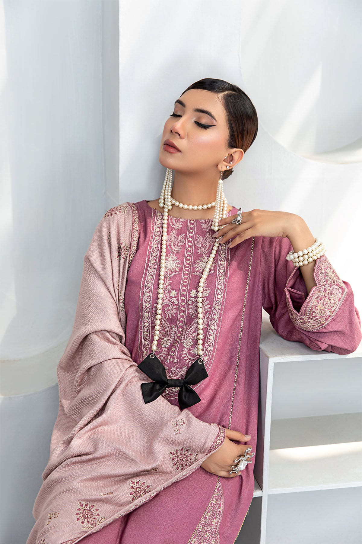 Women Solid Embroidered 2 Piece Suit - LDS827