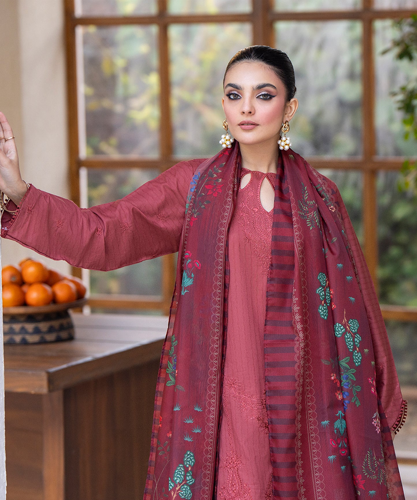 Women Solid Embroidered 3 Piece Suit - ARTY65