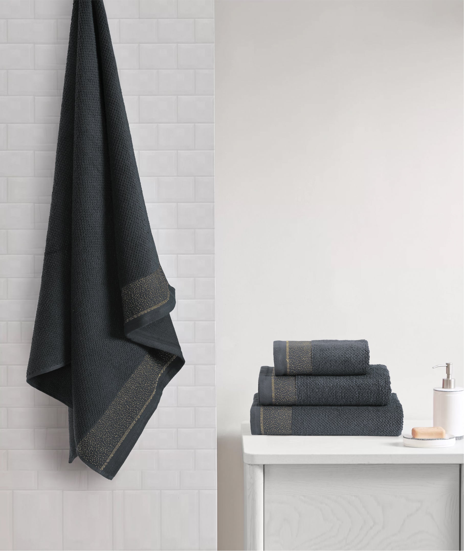 Waffle Pop Corn Towel Charcoal Grey