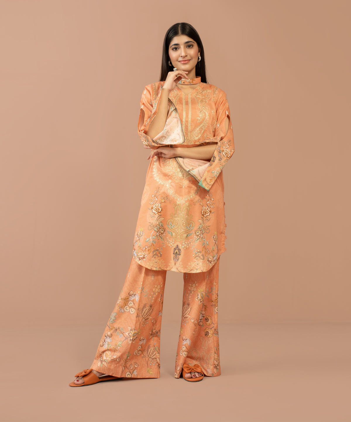 Women Printed Embroidered 2 Piece Suit - CLC552