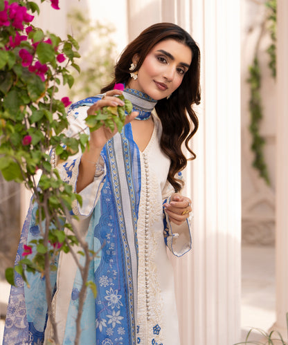 Women Printed Embroidered 3 Piece Suit - CLC641