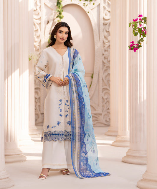 Women Printed Embroidered 3 Piece Suit - CLC641