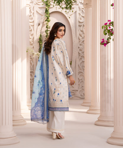 Women Printed Embroidered 3 Piece Suit - CLC641