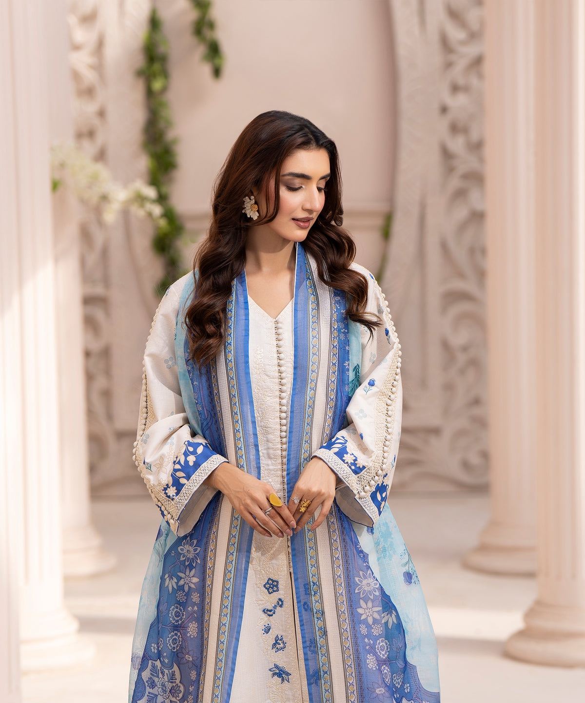 Women Printed Embroidered 3 Piece Suit - CLC641