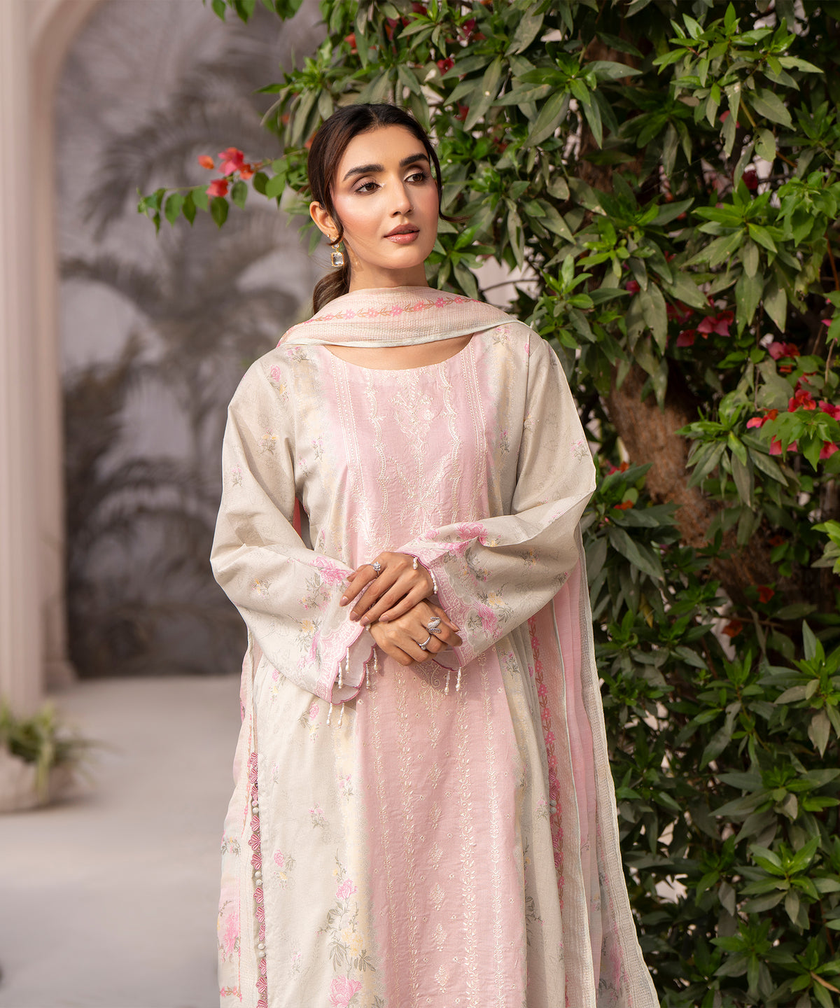 Women Printed Embroidered 3 Piece Suit - CLC642