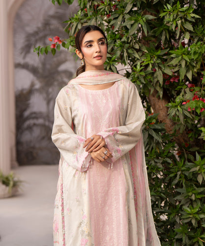 Women Printed Embroidered 3 Piece Suit - CLC642