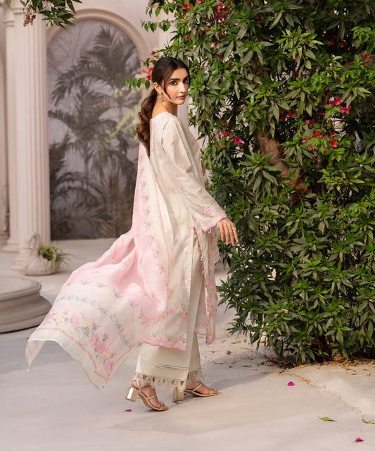 Women Printed Embroidered 3 Piece Suit - CLC642