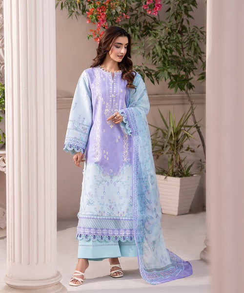 Women Printed Embroidered 3 Piece Suit - CLC643