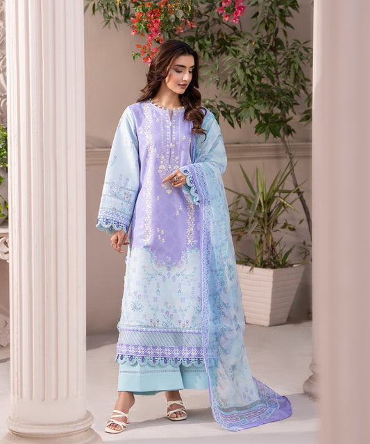 Women Printed Embroidered 3 Piece Suit - CLC643
