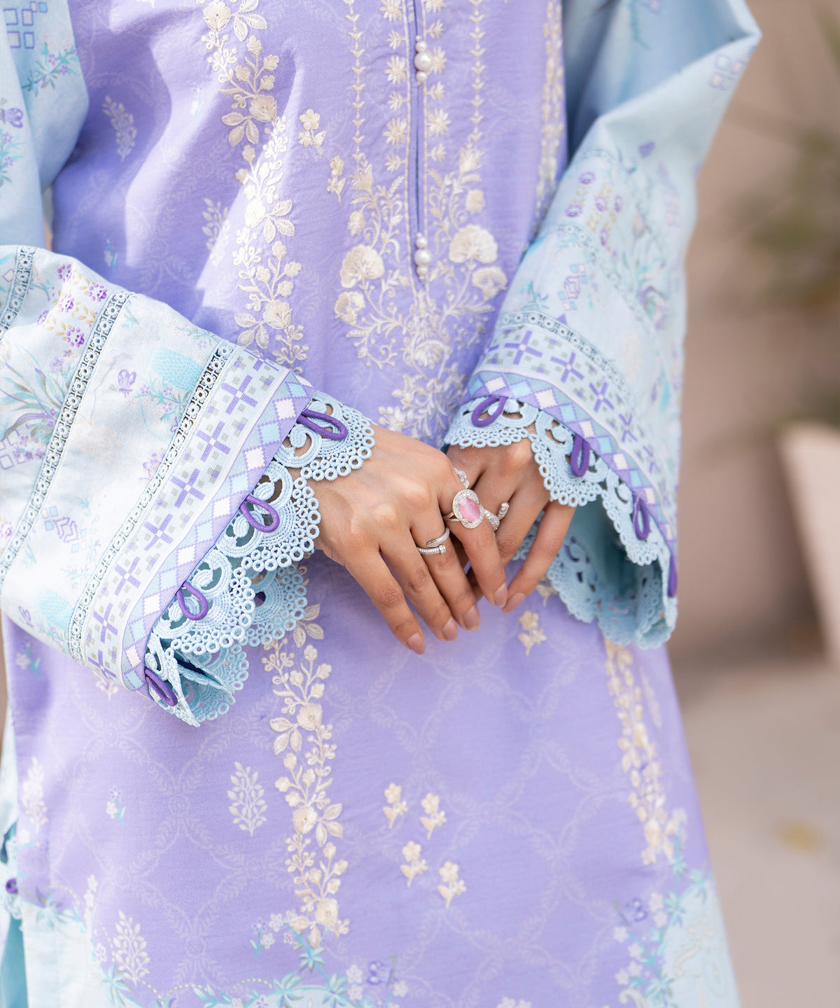 Women Printed Embroidered 3 Piece Suit - CLC643