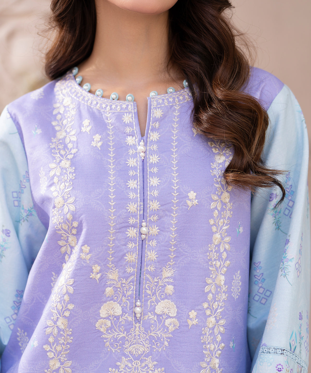 Women Printed Embroidered 3 Piece Suit - CLC643