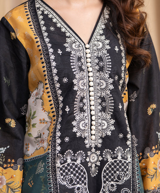 Women Printed Embroidered 3 Piece Suit - CLC644