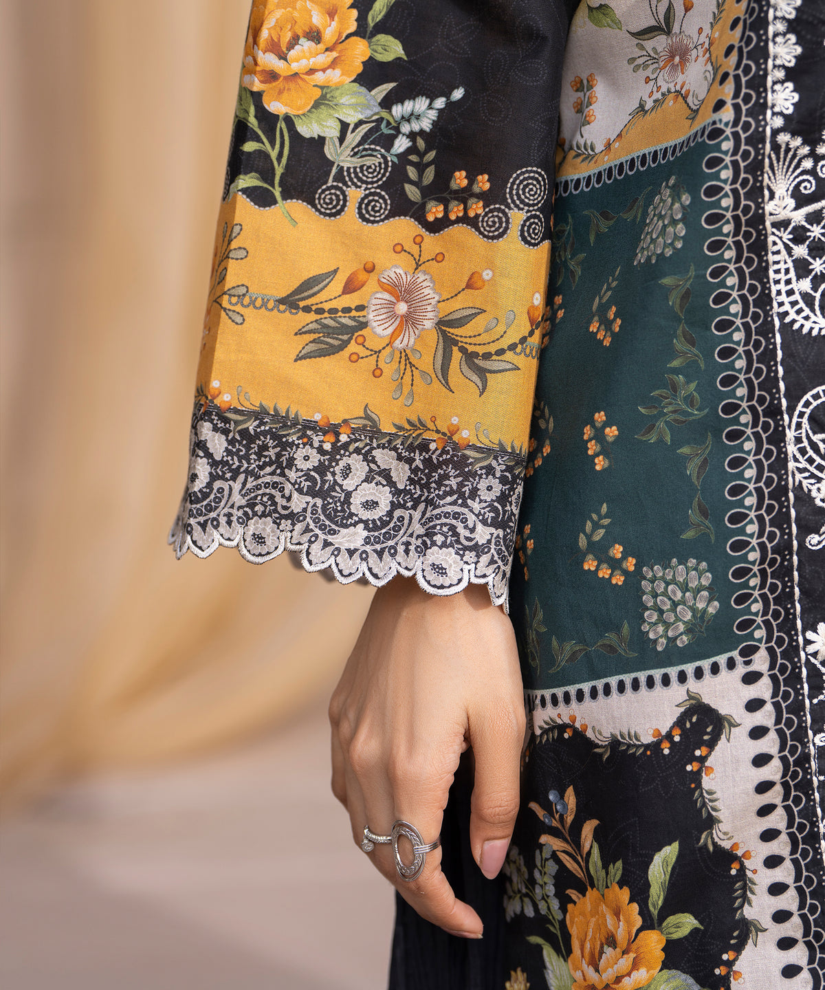 Women Printed Embroidered 3 Piece Suit - CLC644