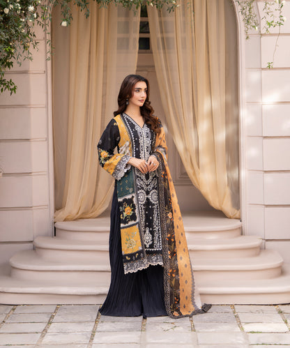 Women Printed Embroidered 3 Piece Suit - CLC644