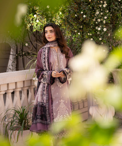 Women Printed Embroidered 3 Piece Suit - CLC645