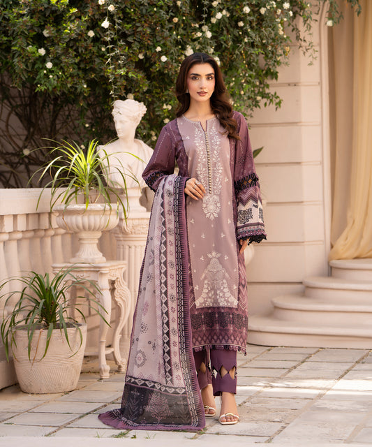 Women Printed Embroidered 3 Piece Suit - CLC645