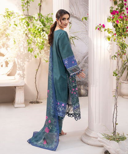 Women Printed Embroidered 3 Piece Suit - CLC646