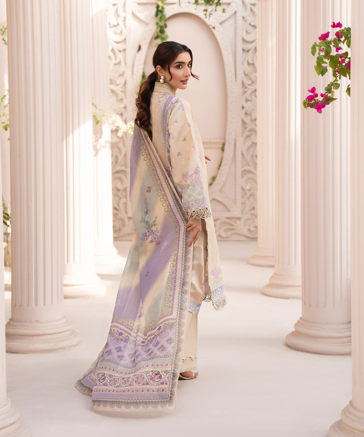 Women Printed Embroidered 3 Piece Suit - CLC647