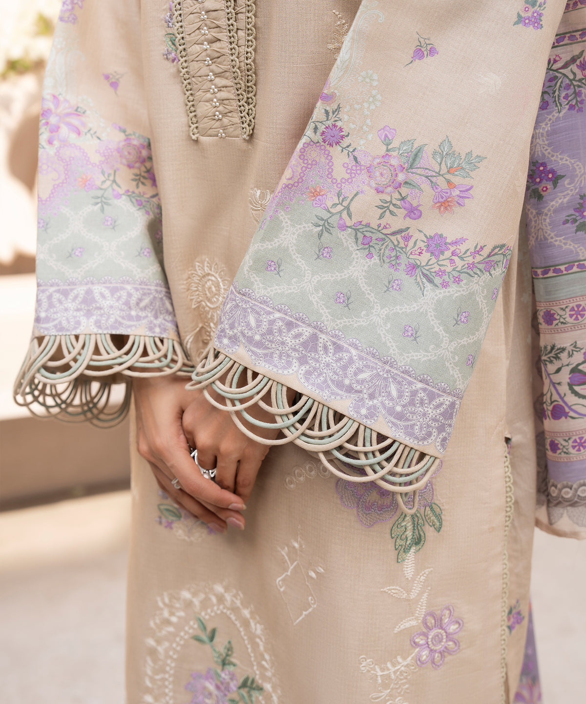 Women Printed Embroidered 3 Piece Suit - CLC647