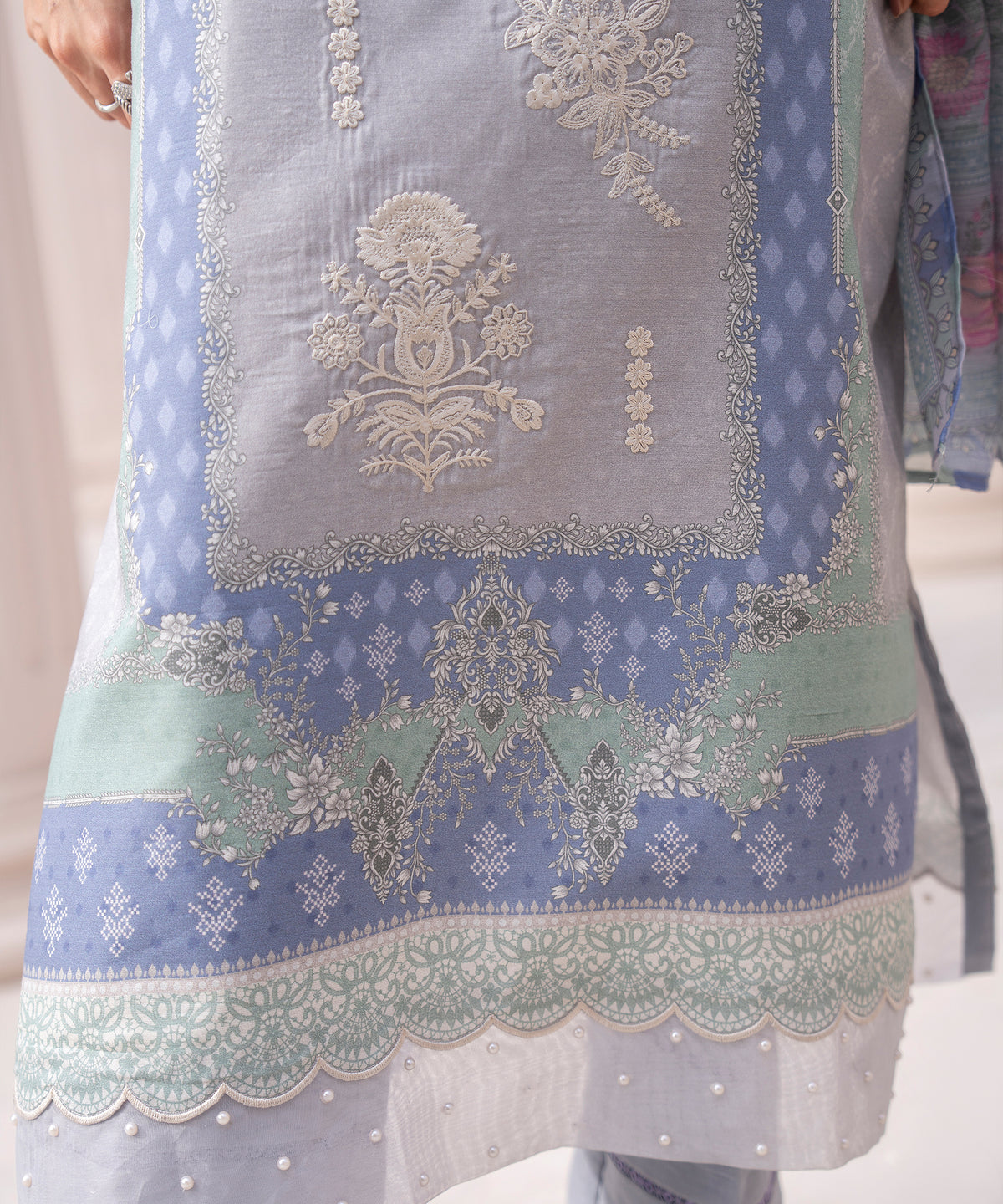Women Printed Embroidered 3 Piece Suit - CLC649