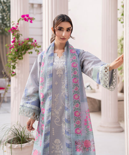 Women Printed Embroidered 3 Piece Suit - CLC649