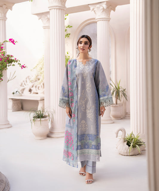Women Printed Embroidered 3 Piece Suit - CLC649