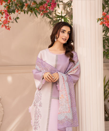 Women Printed Embroidered 3 Piece Suit - CLC650