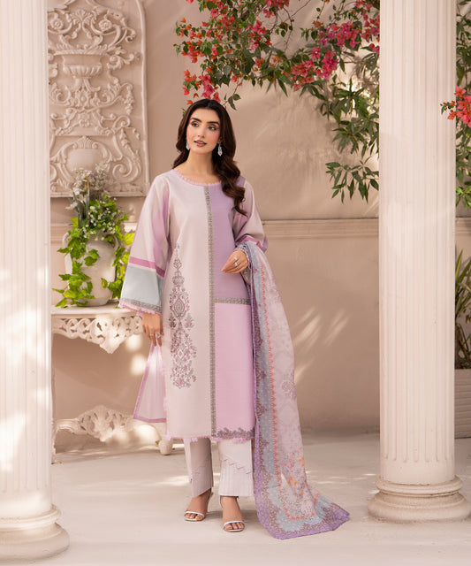 Women Printed Embroidered 3 Piece Suit - CLC650