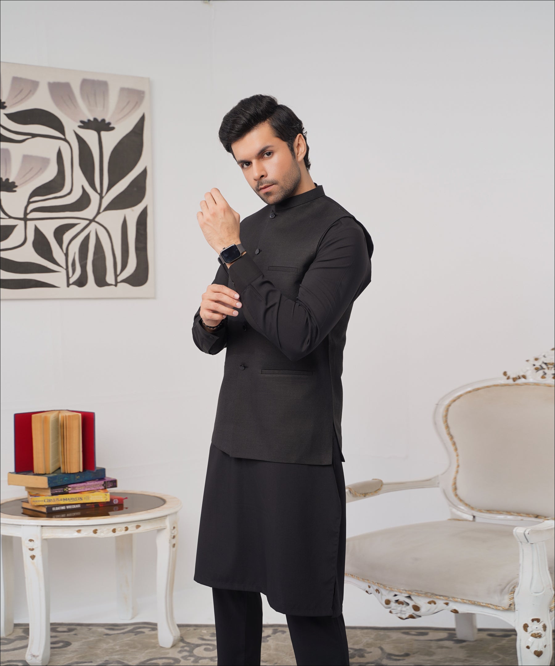 Mughal-e-azam Collection WAIST COAT 
(GTS 693 BLK)