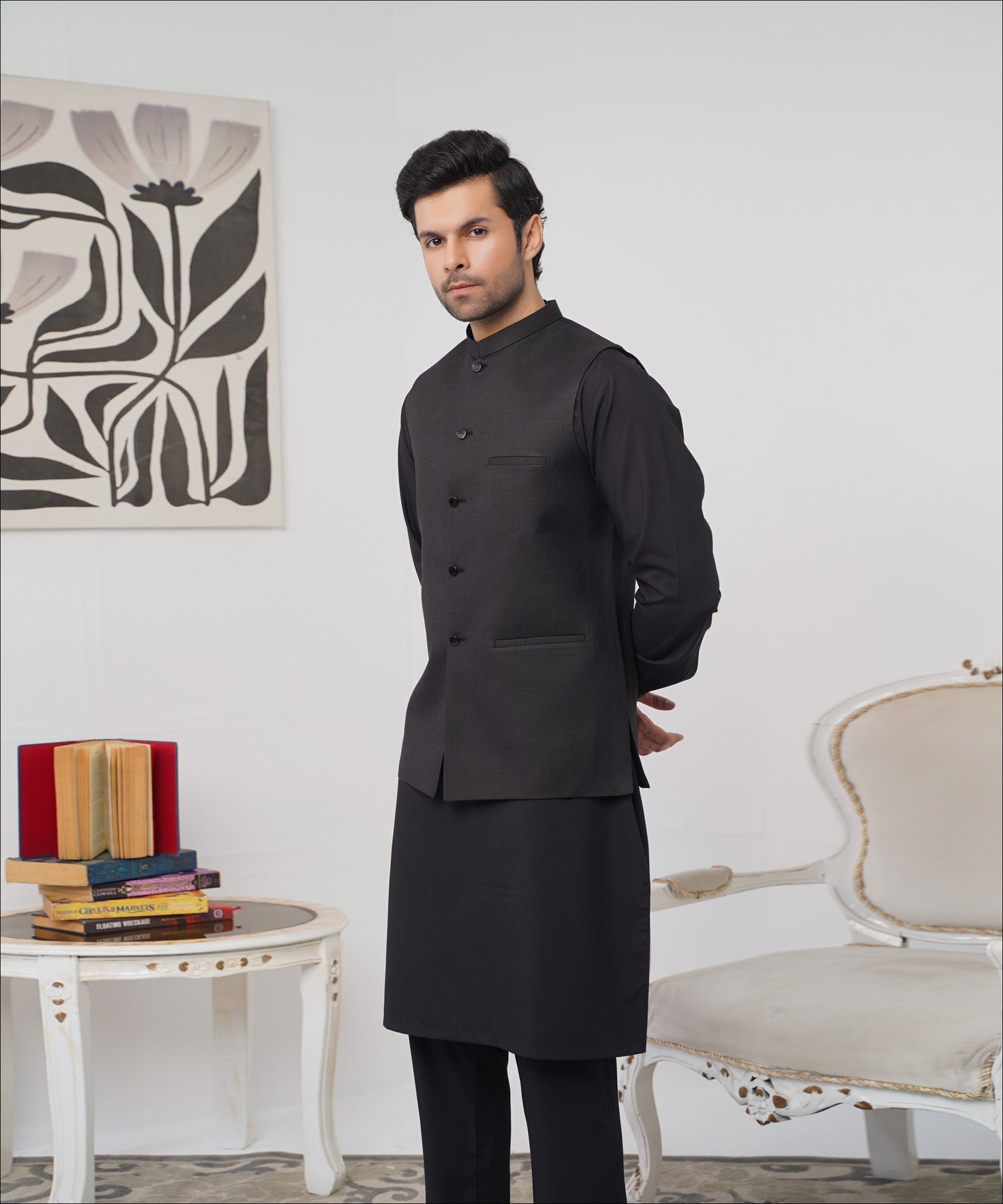 Mughal-e-azam Collection WAIST COAT BLK