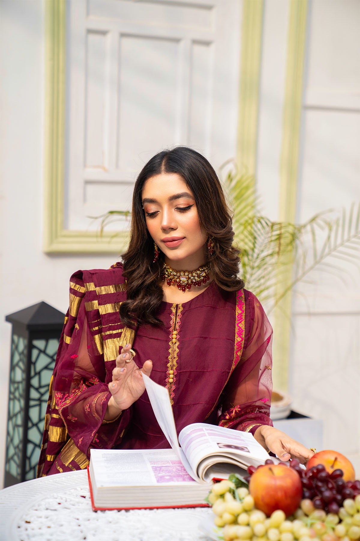 Women Solid Embroidered 3 Piece Suit - LDS852