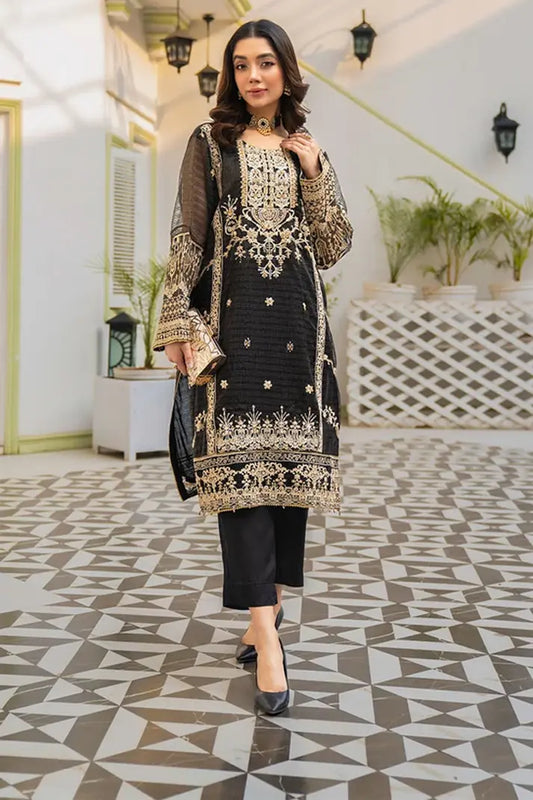 Women Solid Embroidered 2 Piece Suit - LDS845