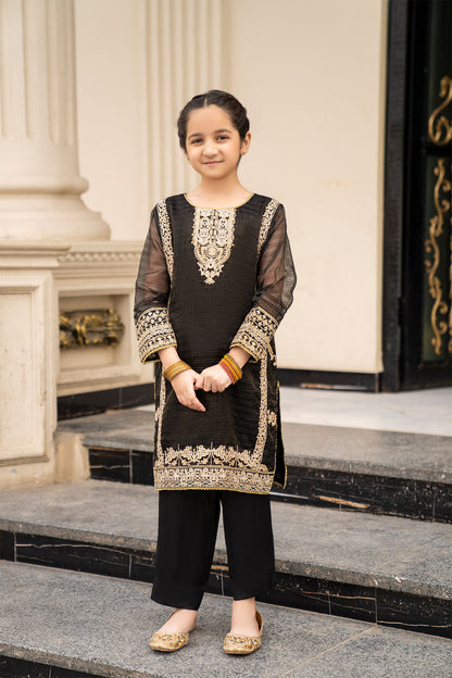 Girls Solid Embroidered 2 piece Suit