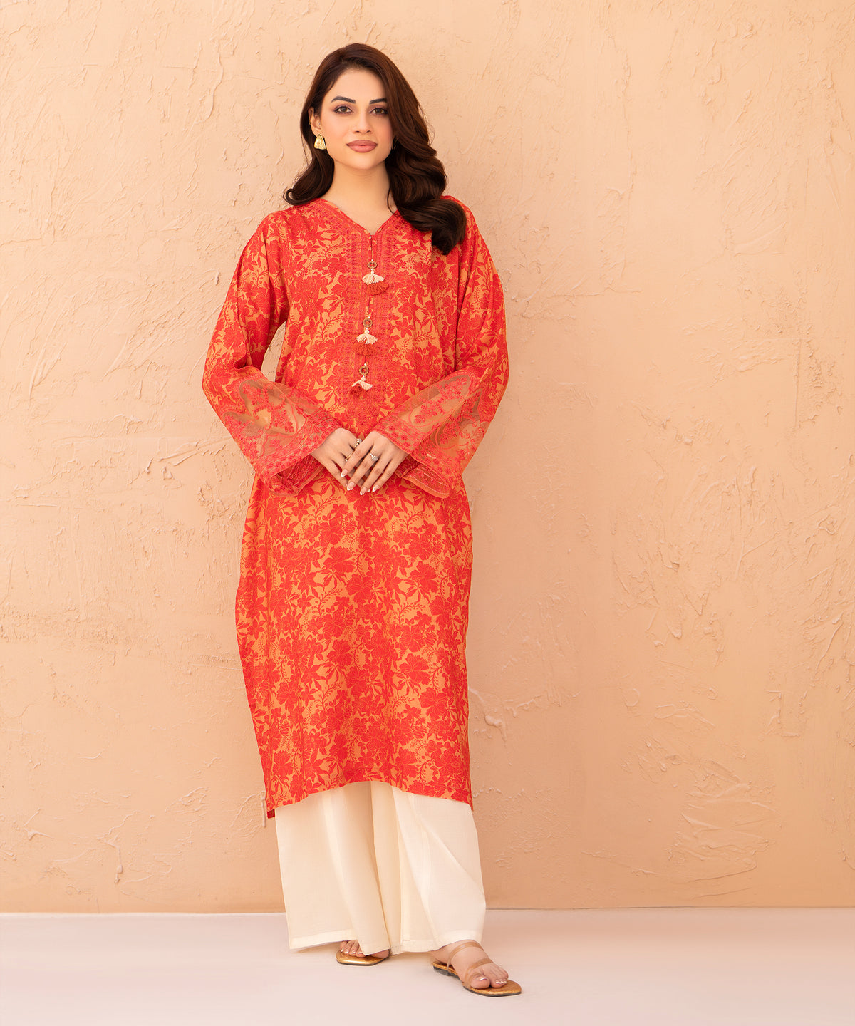 Women Printed Embroidered Shirt - LDS1065