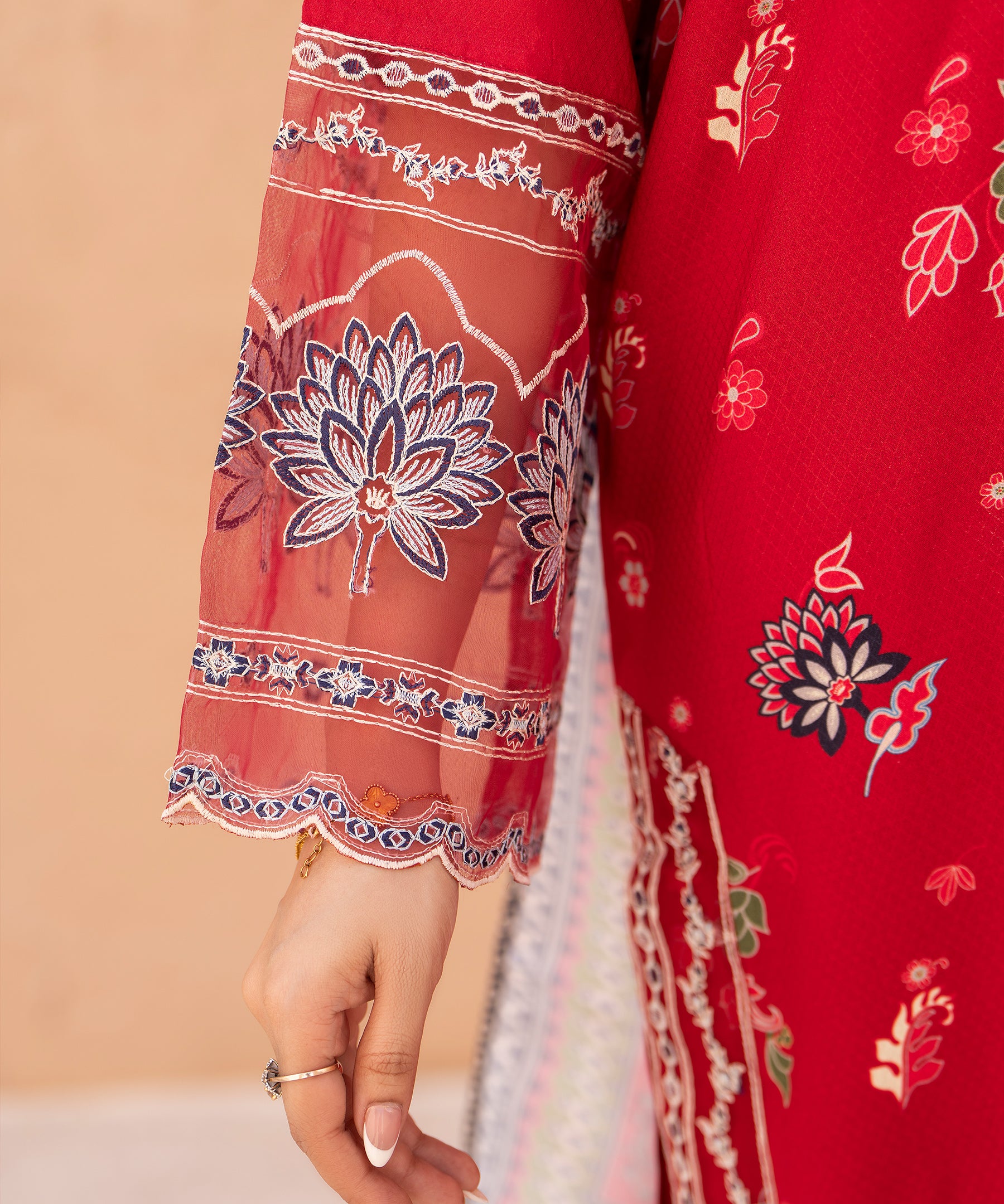 3PC Printed Embroidered Suit  - LDS 1067