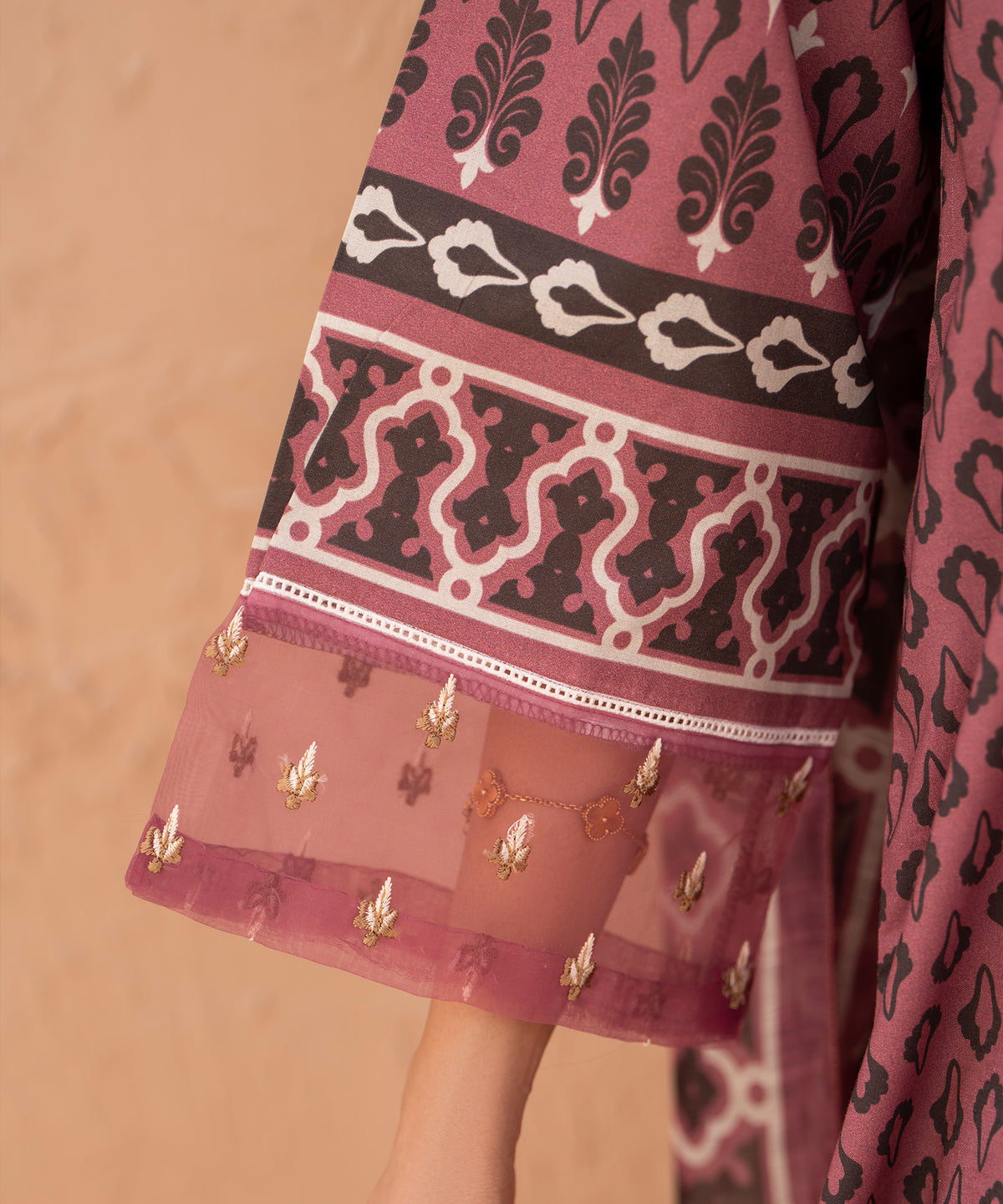 Women Printed Embroidered 3 Piece Suit - LDS1326