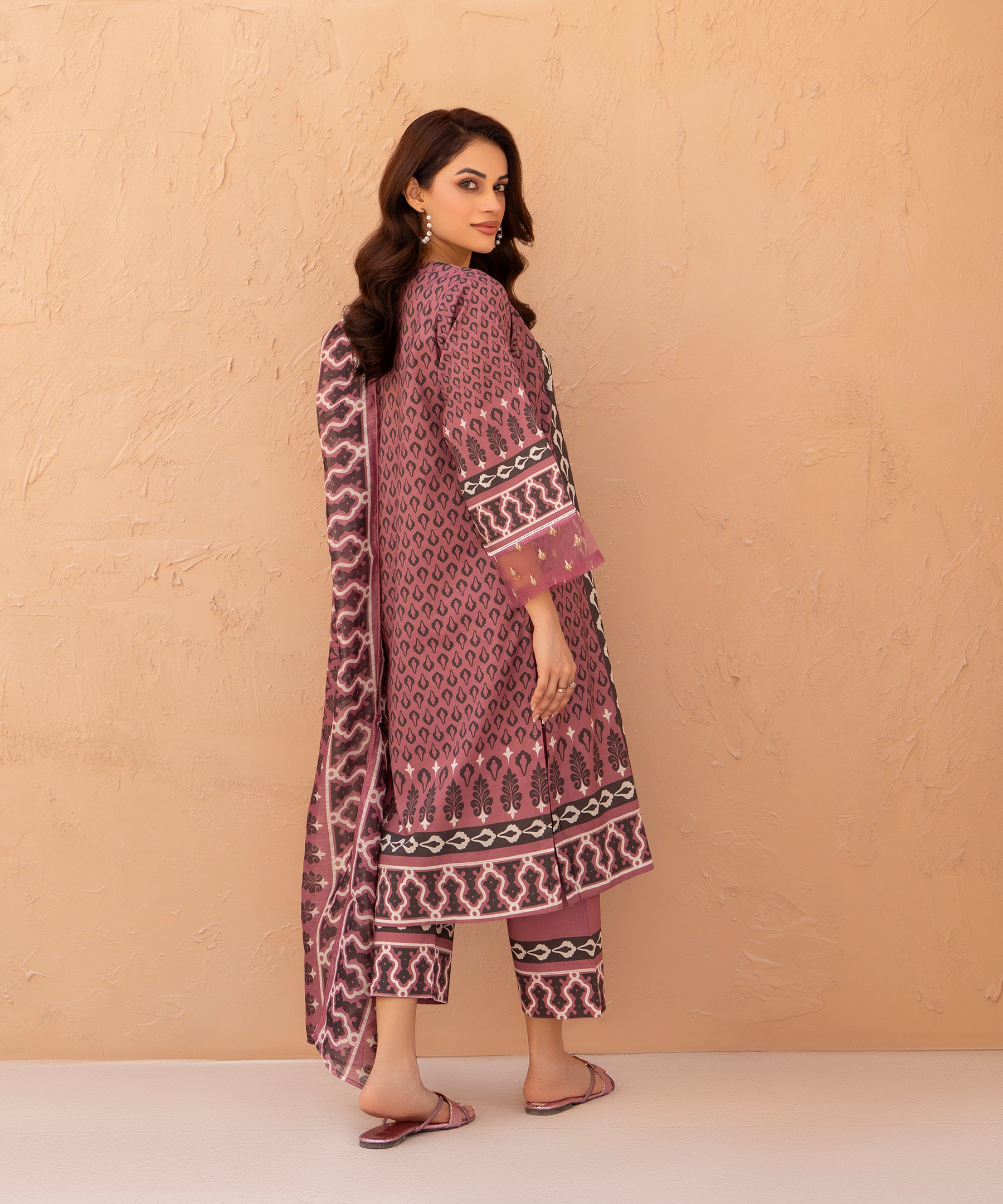 3PC Printed Embroidered Suit  - LDS 1326