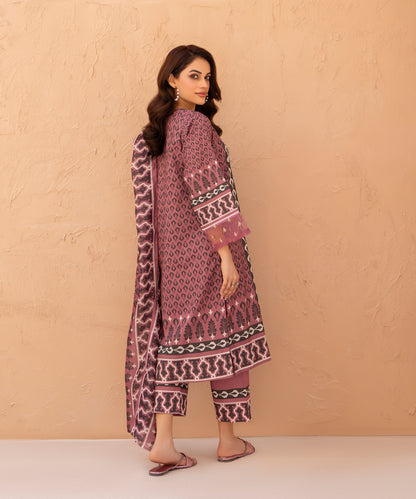 Women Printed Embroidered 3 Piece Suit - LDS1326