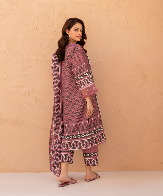 Women Printed Embroidered 3 Piece Suit - LDS1326