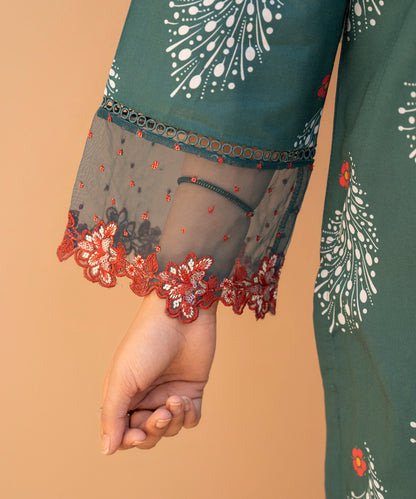 3PC Printed Embroidered Suit  - LDS 1329