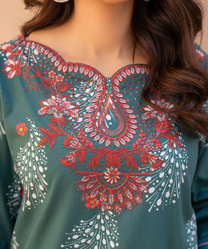 3PC Printed Embroidered Suit  - LDS 1329