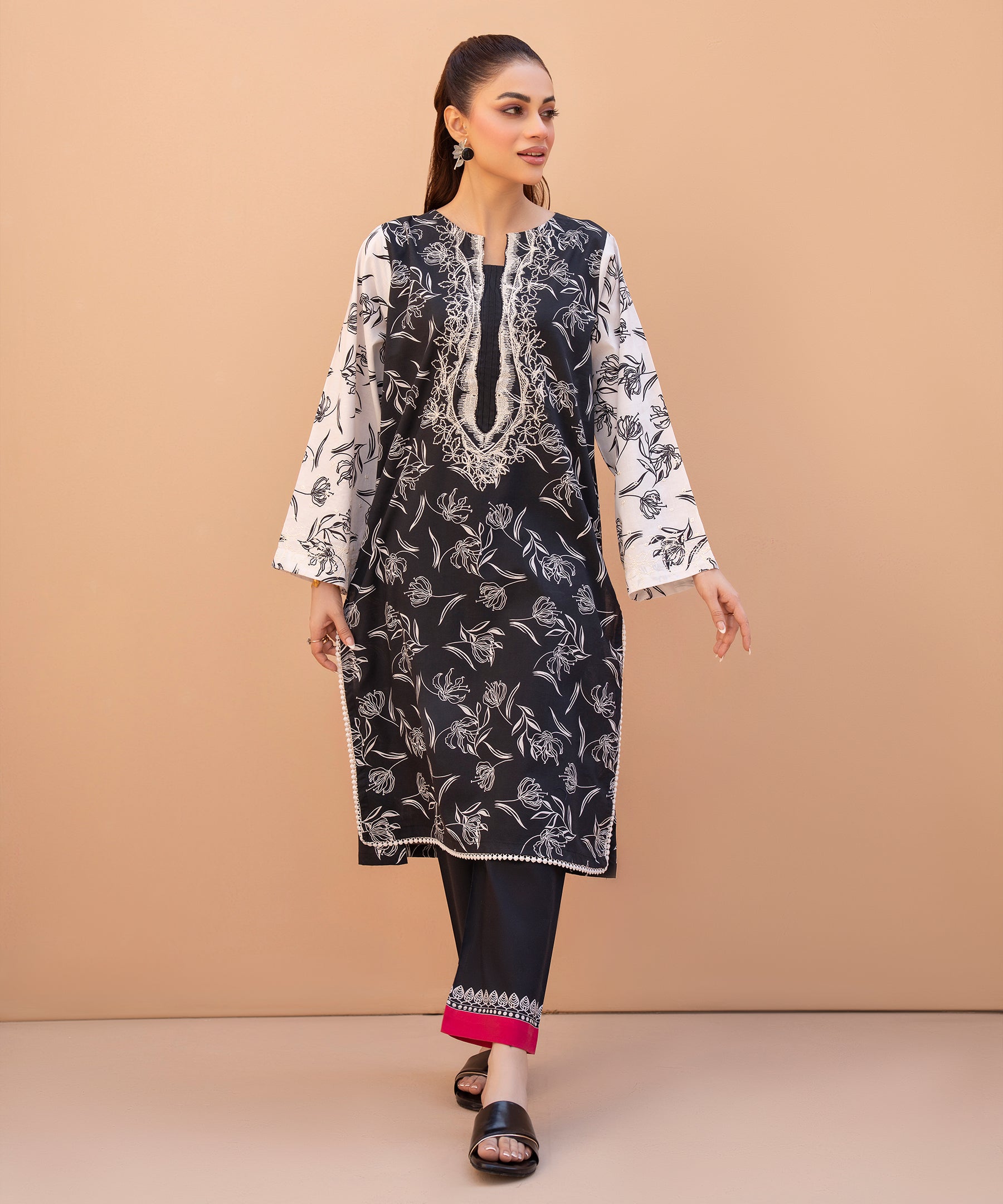 2PC Printed Embroidered Suit  - LDS 1330