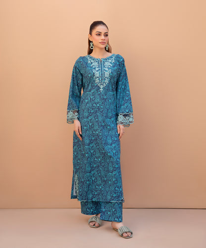 2PC Printed Embroidered Suit  - LDS 1331