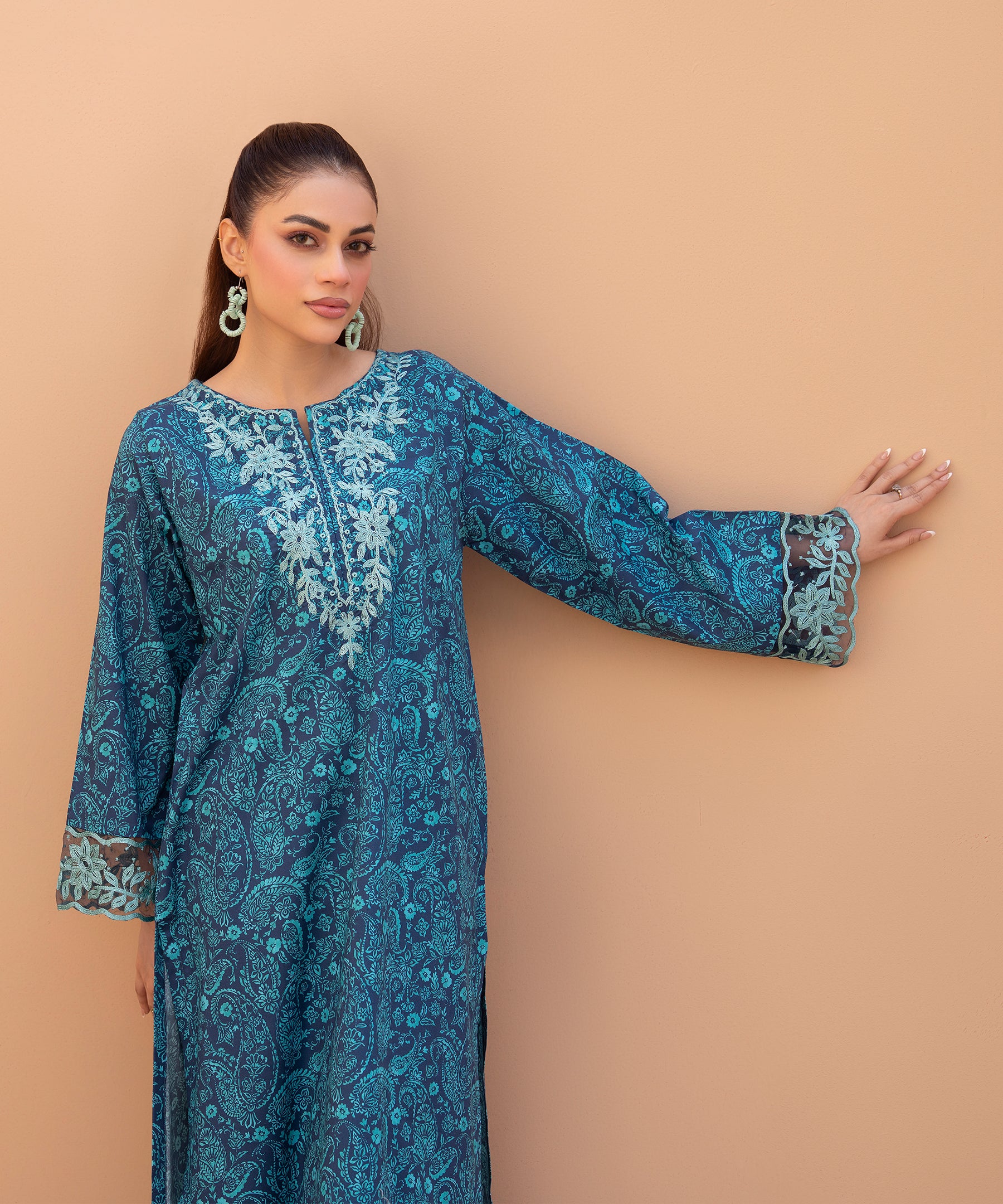2PC Printed Embroidered Suit  - LDS 1331