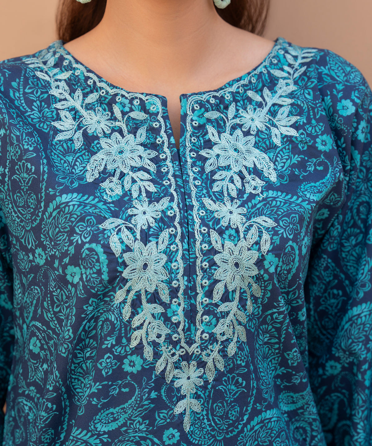 2PC Printed Embroidered Suit  - LDS 1331