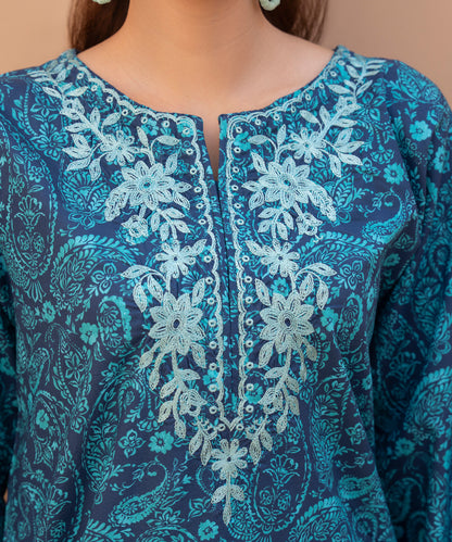 2PC Printed Embroidered Suit  - LDS 1331