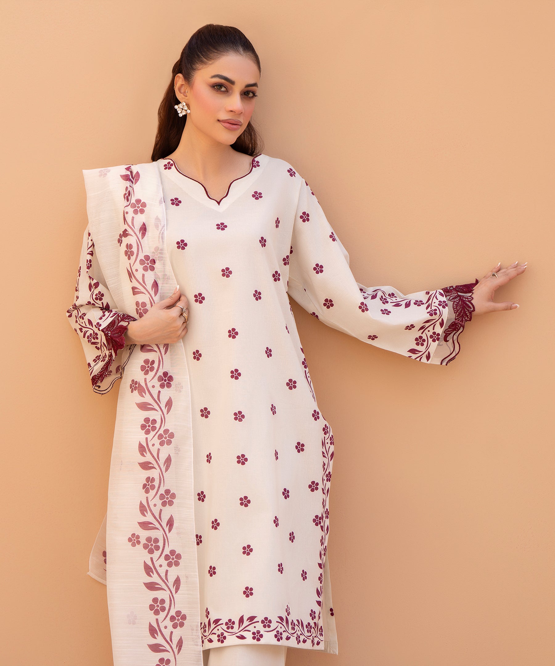 3PC Solid Printed Suit  - LDS 1332