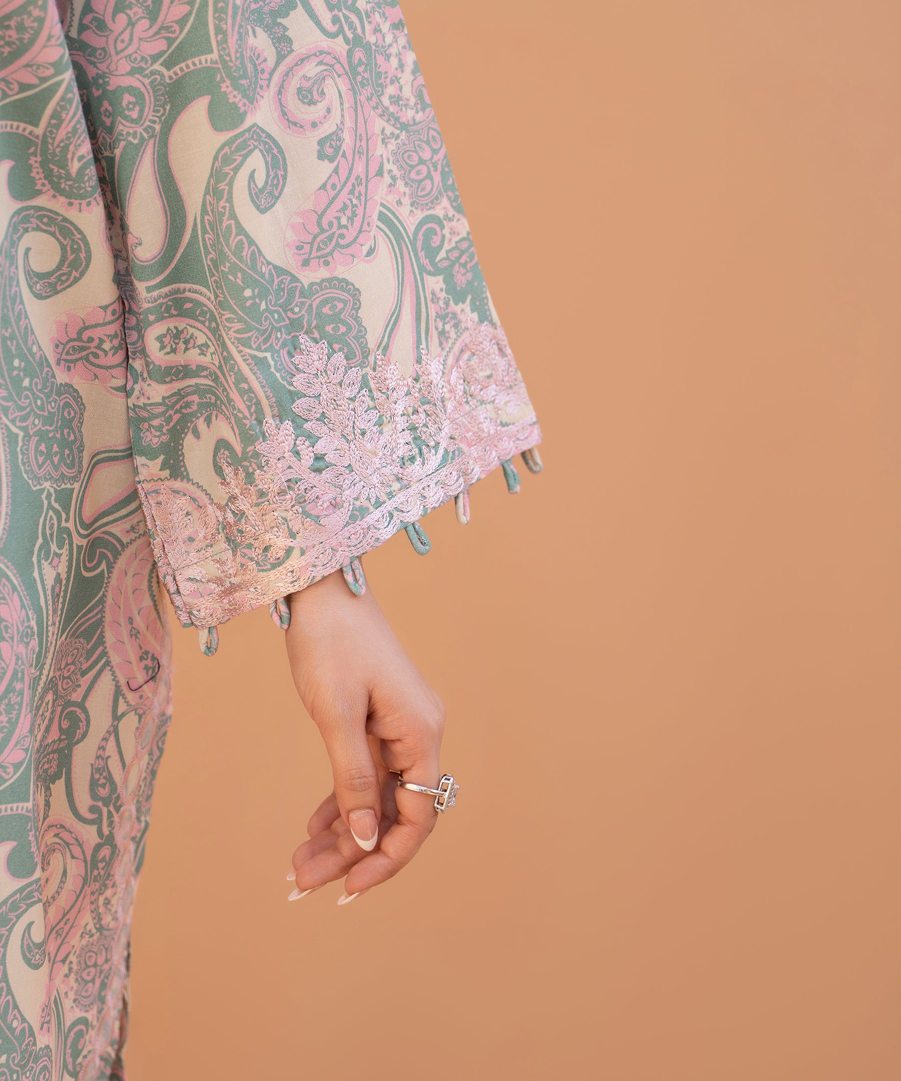 2PC Printed Embroidered Suit - LDS 1333