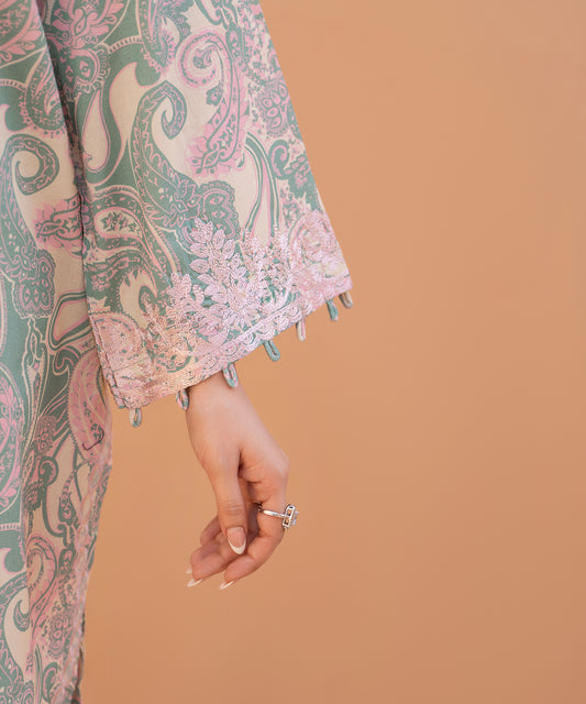 2PC Printed Embroidered Suit - LDS 1333